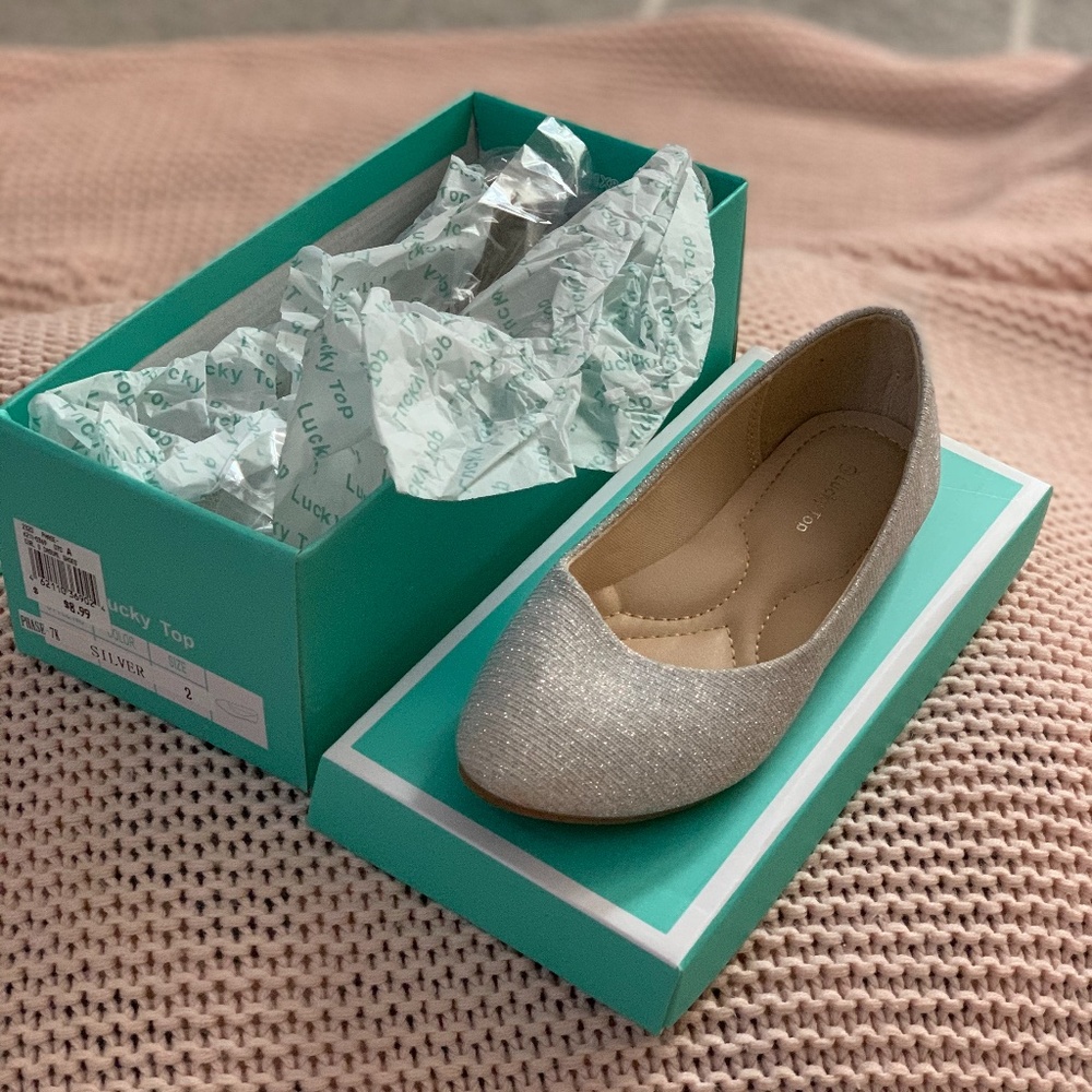 Girl's Sparkly Silver Ballet Flats